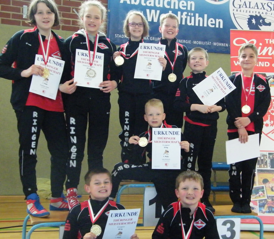 7 Landesmeister-Titel für die jungen Ringer/innen aus Pößneck